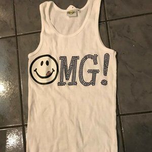 LEMON TANK TOP RHINESTONE  SMILEY FACE